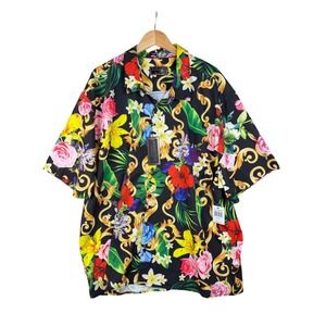 New Baroque Floral Tropical Italian Button Down Shirt size‎ 5X Multicolor